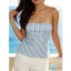 MAPLEPOET-Áo ống sọc dành cho nữ được lót hoàn toàn co giãn không dây Shirred Smocked Bandeau