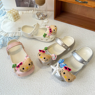 Trẻ Em Hoạt Hình Dễ Thương Dép Mùa Hè Mới Bé Gái Kitty Giày Nhân Quả Rỗng Thoáng Khí Trẻ Em Đi Biển Ngoài Trời Dép Chống Trơn Trượt EVA