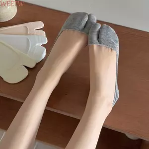 Tất thuyền WEETW, Tất Cotton mỏng hai ngón, Tất vô hình cắt thấp chống trượt màu trơn thoải mái mùa hè