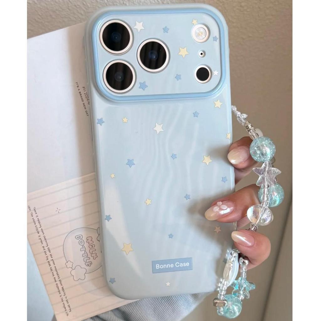 Ốp lưng iPhone 17 Pro Max, màu xanh nhạt Hàn Quốc, phong cách Instagram