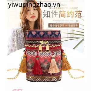 Túi Nhỏ Nữ 2022 Phổ Biến Phong Cách Mới Hợp Thời Trang Vải Dệt Di Động Túi Đeo Vai Túi Nữ Phong Cách Dân Tộc Túi Tròn Nhỏ