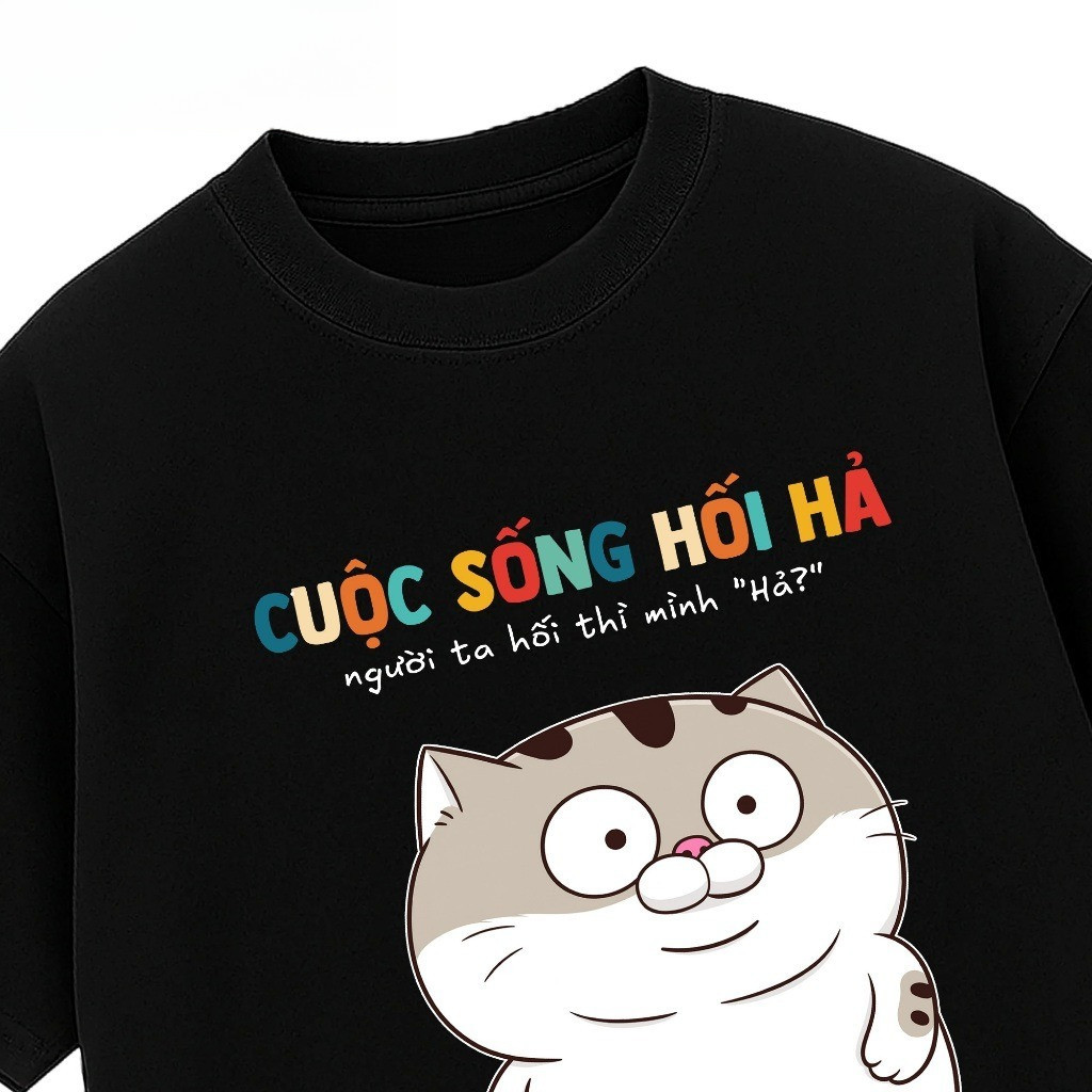 （Giao hàng 24h）Angela. Áo Thun In Chữ Hài Hước Cuộc Sống Hối Hả Text Vui Đi Làm - Oversize Nam Nữ