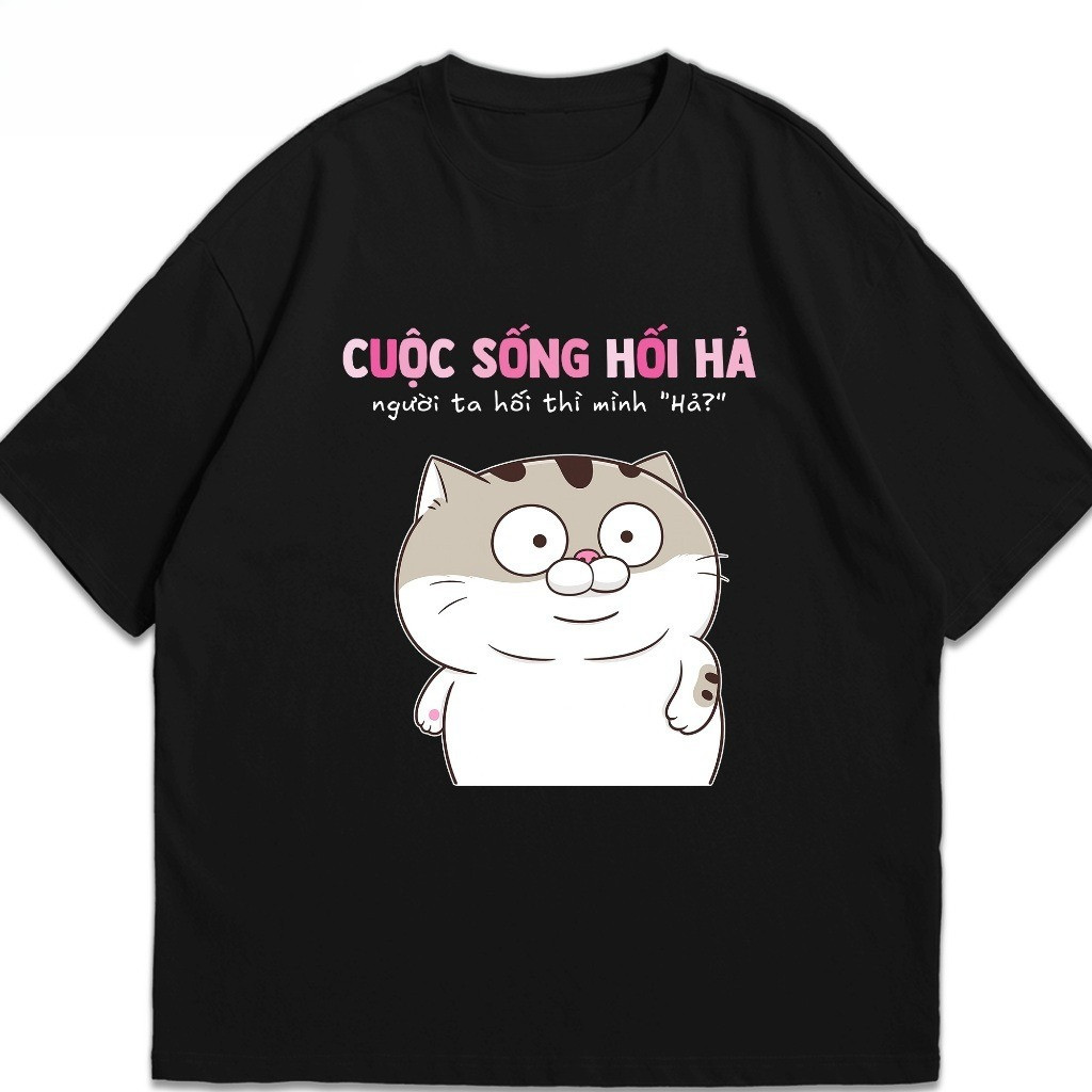 （Giao hàng 24h）Angela. Áo Thun In Chữ Hài Hước Cuộc Sống Hối Hả Text Vui Đi Làm - Oversize Nam Nữ