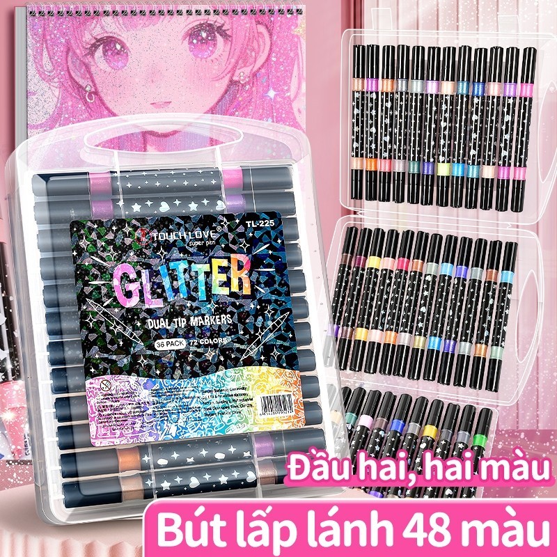 Bút dạ màu acrylic marker đầu cọ màu nước 48/96 màu cho bé học tập người lớn sáng tạo nghệ thuật