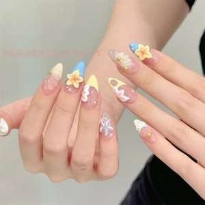 10 Chiếc Hạnh Nhân Móng Tay Giả Có Ngôi Sao Trang Trí Ngọt Ngào & Quyến Rũ Có Thể Tái Sử Dụng Móng Tay Giả Cho Nữ Móng Tay Nghệ Thuật Trang Trí