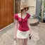 Áo thun ngắn tay Slim-Fit thân thiện với da mềm mại dành cho nữ phong cách mới Niche Short Top dành cho nữ