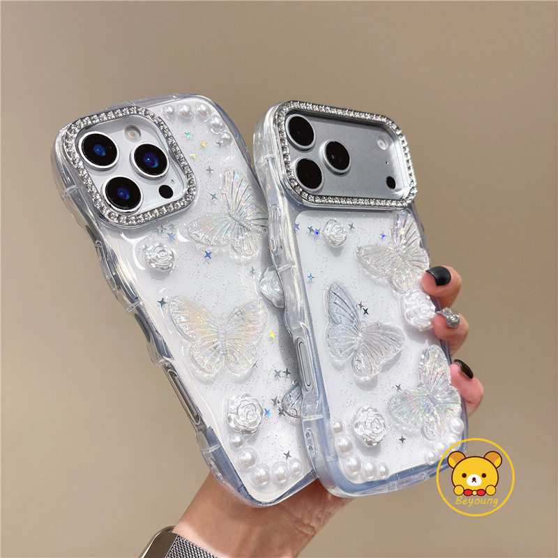 Vỏ Bướm Lấp Lánh Cho Vivo V70 ELite V60 V60E V50 V50E V40 V29 V29E S50 S30 Pro Mini X200 FE T4 Lite Pro T4X T4R T3 Ultra Cover Vỏ Điện Thoại Sóng Khung Kim Cương Sáng Dễ Thương