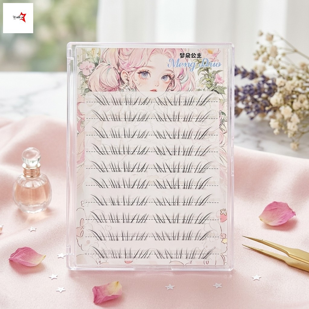 Lông mi giả tự nhiên với kim cương giả pha lê Thân trong suốt cho mắt châu Á