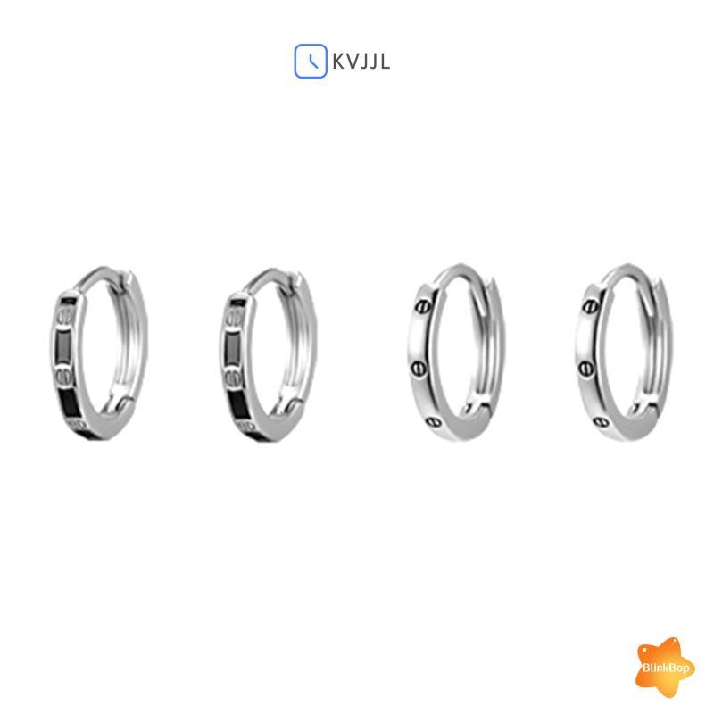 [KvJJL-t] 4 Bông Tai Vòng Pha Lê Bằng Thép Không Gỉ Thoáng Mát Hàng Ngày Trang Sức Phụ Kiện Mới