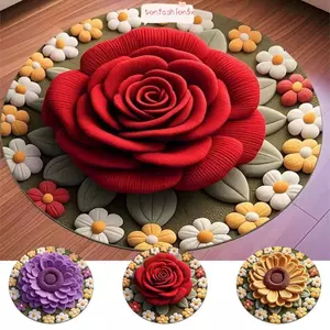 Thảm trải sàn hoa mẫu đơn ITRUMPET, 40x40cm / 60x60cm / 100x100cm Thảm hoa chống trượt, Thảm trải sàn phòng tắm mềm mại thấm hút bền bỉ cho phòng khách Bàn trà đầu giường