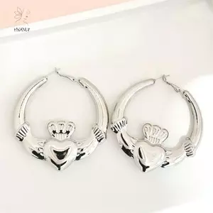HNKMP 1 Đôi Bông Tai Vòng Trái Tim Cảm Giác Cao Cấp Cho Nữ Bé Gái Bông Tai Thời Trang Đơn Giản Phụ Kiện Trang Sức Quà Tặng Ngày Lễ Tình Nhân.
