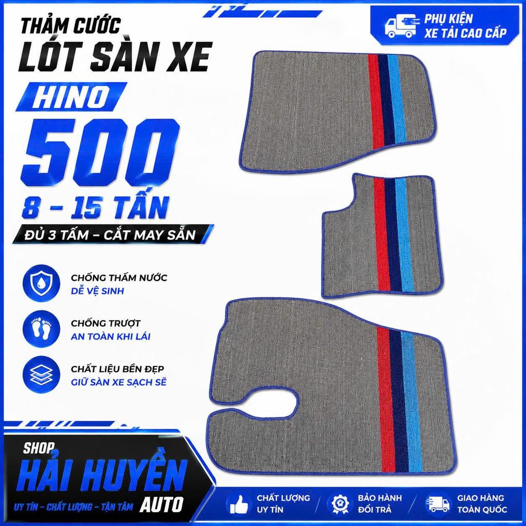 Thảm cước xe Hino 500 8-15 tấn đủ 3 tấm cắt may chuẩn form xe chống thấm nước chống trơn chống trượt