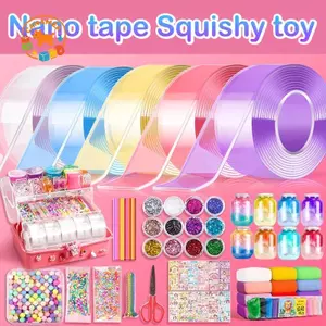 CANAMEK DIY Craft Pinch Toy Making Blowable Bubble Tape Chống đánh dấu Keo hai mặt Màu sắc tái sử dụng Băng Nano có độ bền cao CSF