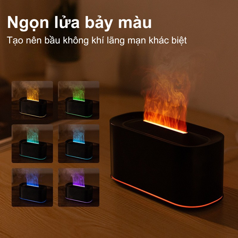 Máy xông tinh dầu ngọn lửa 7 màu - Tạo không khí lãng mạn, phun sương êm, đèn ngủ, quà tặng để bàn
