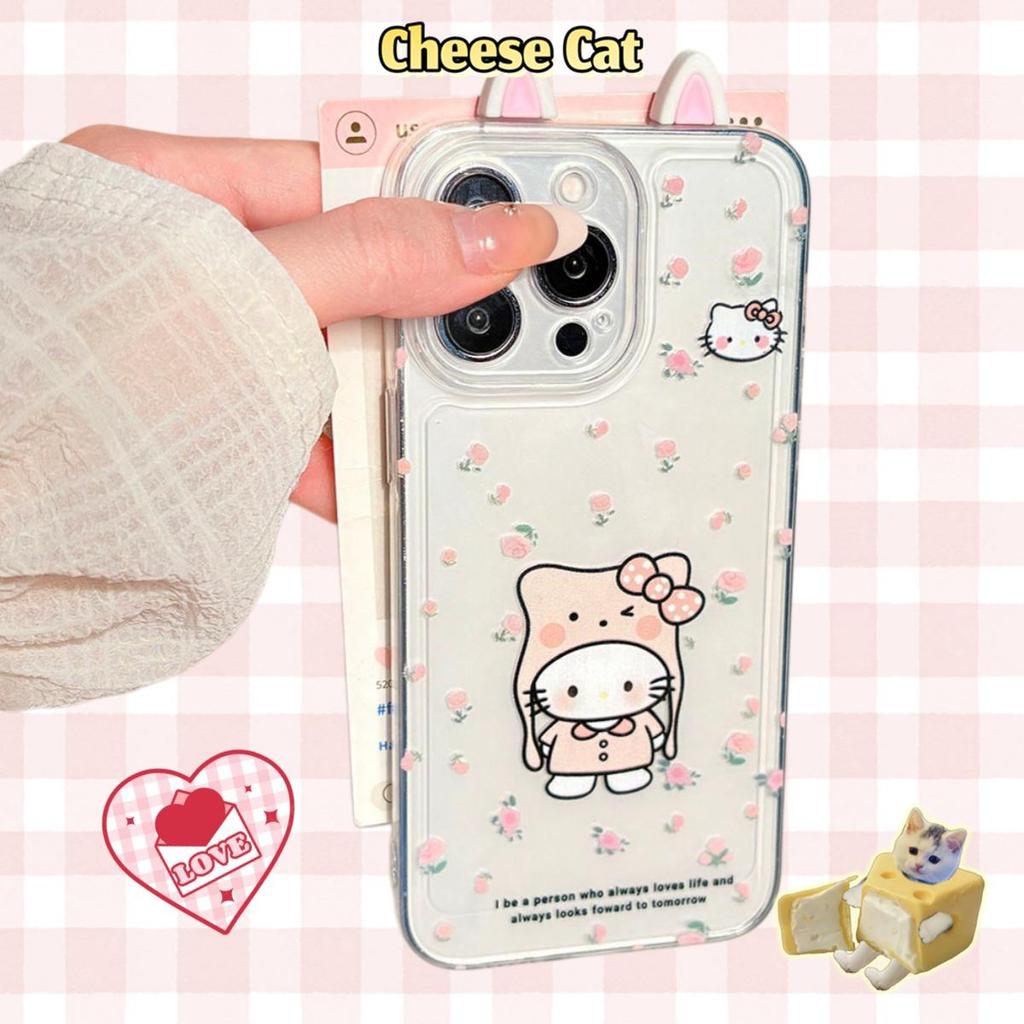3D Tai Mèo Hoa Kitty Ốp Lưng Điện Thoại iPhone 14 13 15 16 11 12 17 Pro Max 6 7 8 Plus SE XR Xs Max