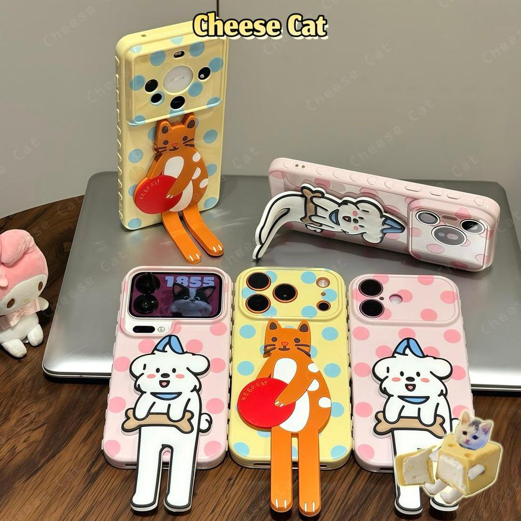 Chấm bi Cún Con Mèo Giá Đỡ Điện Thoại Ốp lưng điện thoại iPhone cho iPhone 14 13 12 11 15 Plus 16 17 Pro Max
