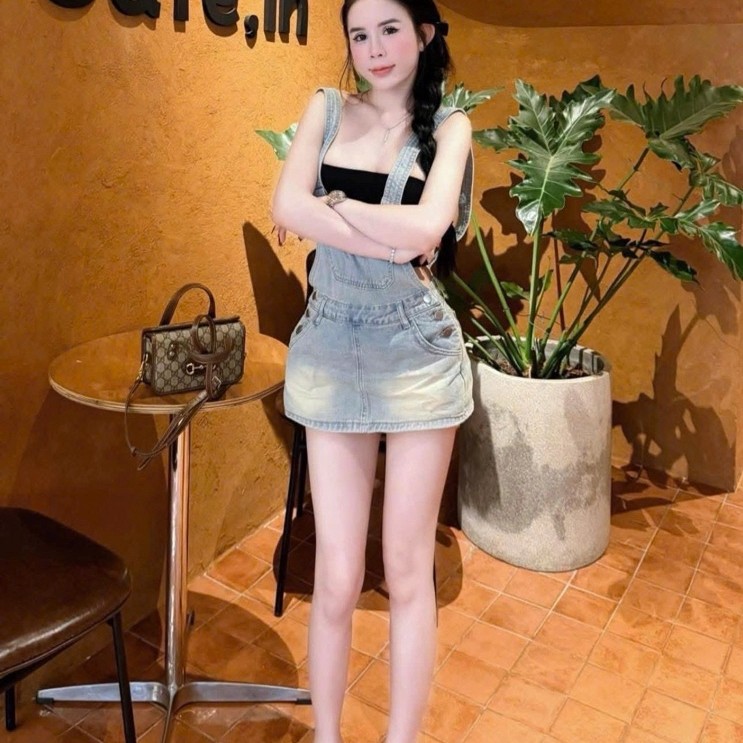 VÁY NỮ VÁY YẾM JEAN XANH TRƠN CHO NỮ( 2 hôm có hàng)