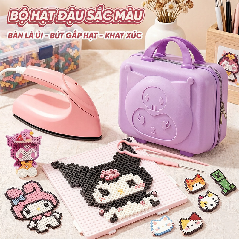 Bộ hạt xếp 2.6mm DIY pixel art đồ chơi giáo dục thủ công đủ bàn ủi khuôn an toàn cho bé quà ý nghĩa