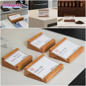 Giá đỡ thẻ BORAGETE, Đế gỗ Kahki Cà phê Đế trưng bày, Thiết kế sáng tạo Giá đỡ biển hiệu đa kích thước Thẻ tên Giá đỡ màn hình bán lẻ