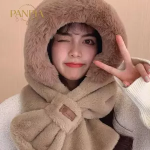 PNPIA- Mũ Khăn Mới Tích Hợp Thời Trang Thu Đông Ấm Áp Sang Trọng Thi Dễ Thương Mũ Bảo Vệ Tai