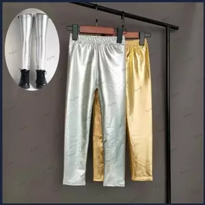 Quần legging trẻ em PYCOU, Quần bạc giả da vàng, Đàn hồi thời trang Skinny Boys