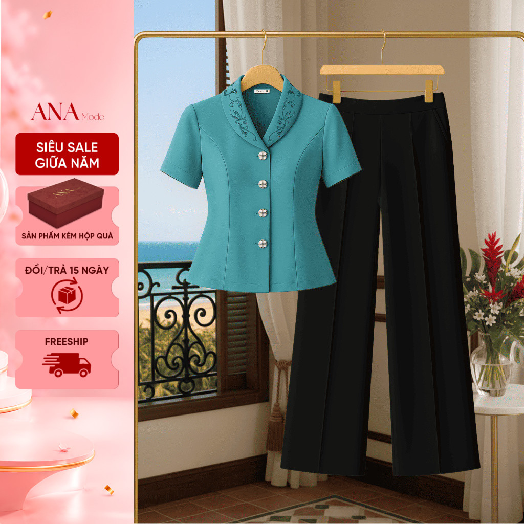 Set Quà Tặng Mẹ Ý Nghĩa Thương Hiệu ANA Mode (Áo CHD13 + Quần CHG25 kèm hộp quà)