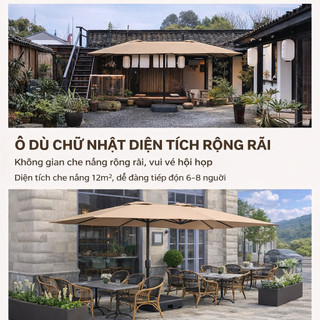 Ô dù che nắng 3 tán ngoài trời, diện tích lớn, chống tia UV, kèm kèm đế nước 60L, dùng cho sân vườn quán cafe