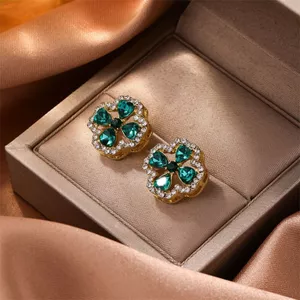 S925 Cổ Điển Phù Hợp Với Ánh Sáng Sang Trọng Bốn Lá Cỏ Ba Lá Nhiều Màu Sắc Zircon Bông Tai Thời Trang Sáng Tạo Thiết Kế Độc Đáo Bông Tai Hoa Nữ 2026-6-1