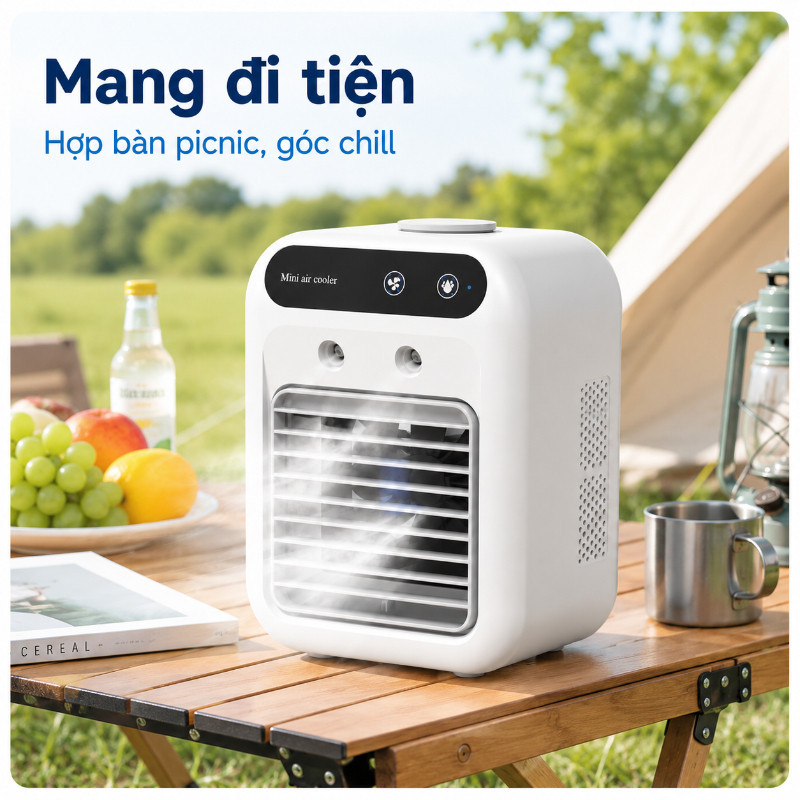 Quạt phun sương tích điện mini,2 tốc độ gió, 2 chế độ phun sương làm mát,500ml,Quạt điều hòa tích điện
