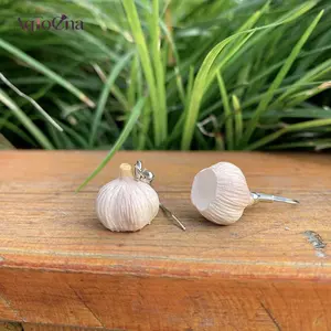 AqToCna 1 Cặp Ngộ nghĩnh Mới Lạ Bông Tai Tỏi Cá Tính Dễ Thương Tòn Ten Bông Tai Nữ Cô Gái Mô Phỏng Bông Tai Tỏi Phụ Kiện Trang Sức AqToCna