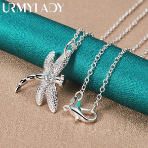 URMYLADY Bạc 925 Chuồn Chuồn Mặt Dây Chuyền Vòng Cổ Nữ Cưới Quyến Rũ Đính Hôn Trang Sức Thời Trang