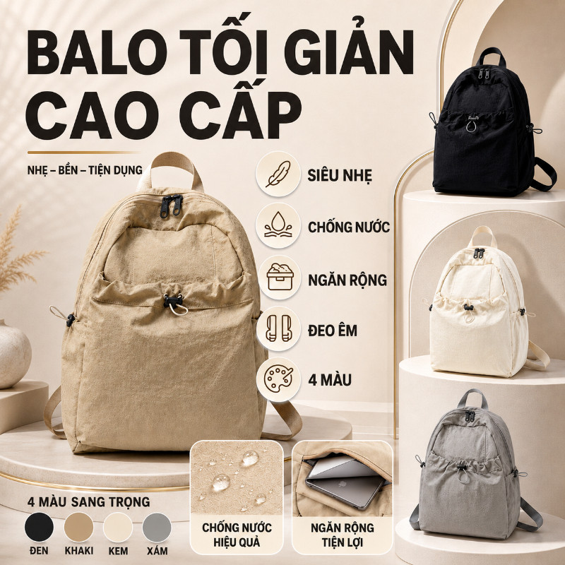 Ba Lô Chống Nước Kiểu Hàn Quốc Mới,Nhiều Ngăn,Đơn giản,Dung Tích Lớn,a Lô Du Lịch Nam Nữ Dùng Chung