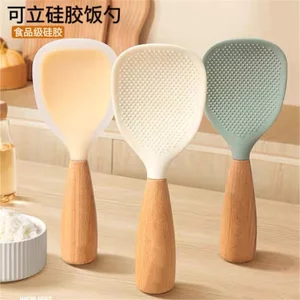 Thìa Cơm Silicon Chống Trầy Xước Nồi Cơm Lót Chống Dính Xẻng Thìa Hộ Gia Đình Đứng Lên Thìa Cơm LHHR