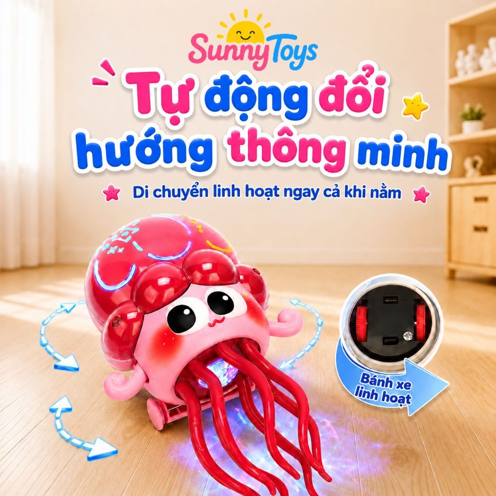 Đồ Chơi Bạch Tuộc SunnyToys Có Đèn Nhạc - Nhảy Múa Vui Nhộn, Tự Đổi Hướng Khi Chạy