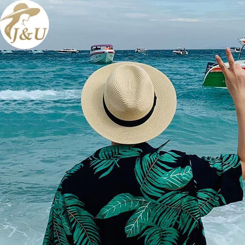 JU Mũ Rơm Mùa Hè Nam Nữ Vành Rộng Đi Biển Chống Tia UV Fedora Sun Hat VN