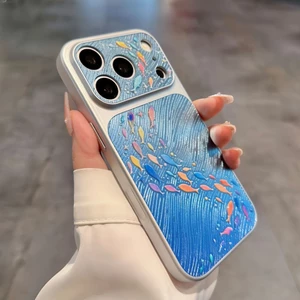 Mạ vàng cá ba chiều Thích hợp cho vỏ điện thoại iPhone17 16promax Apple 16 Flash Summer 17pro Fresh Case