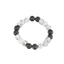 Vòng tay đính cườm Unisex - Hạt thủy tinh nứt đen trắng - Miếng đệm khắc bạc - Phụ kiện may mắn đa năng hợp thời trang