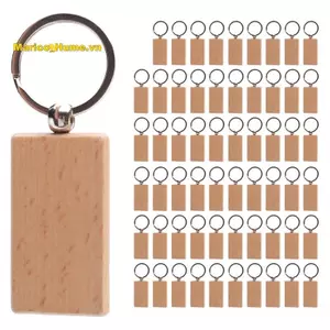 60 Chiếc Trống Hình Chữ Nhật Gỗ Móc Chìa Khóa Tự Làm Gỗ Móc Khóa Thẻ Chìa Khóa Có Thể Khắc Tự Làm Quà Tặng