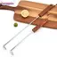 Móc Thịt BORAGETE, Móc Xoay Thịt BBQ Inox, Ngoài Trời Có Tay Cầm Bằng Gỗ Móc Lật Thực Phẩm Dễ Dàng Làm Sạch