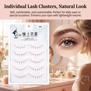 Lông mi giả uốn cong C tự nhiên cho đuôi mắt 5-7mm Sợi tổng hợp màu đen Trang điểm hàng ngày nhẹ