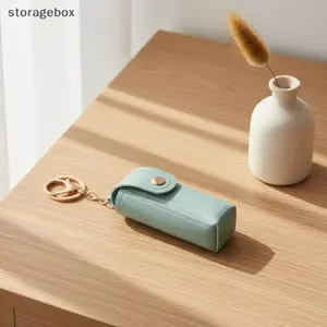 Da PU Màu Trơn Di Động Mini Lipsti Túi Móc Khóa Gương Mặt Dây Chuyền Móc Khóa Túi Bảo Quản Thời Trang Nữ Phụ Kiện Trang Điểm Đẹp