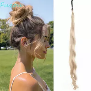FUZOU Messy Bun Phần mở rộng đuôi ngựa, Dây cao su lông tơ tự cuộn dây Tóc giả, Túi tóc Bun hoa Bud Hair Bag Tất cả trong một Tóc xoăn dài tự nhiên dành cho nữ