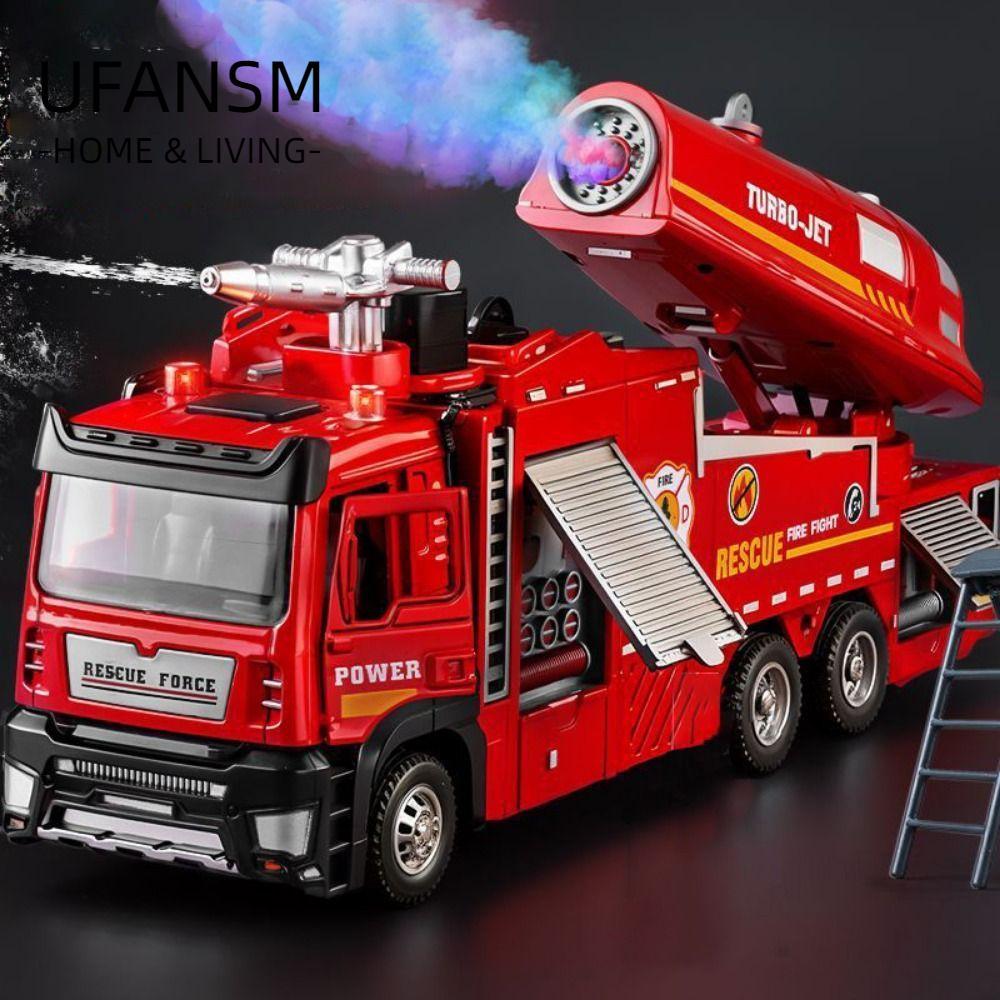 Mô hình xe cứu hỏa UFASM, Đồ chơi tương tác tỷ lệ 1: 32 Đồ chơi cứu hỏa phun nước, Chức năng kéo lại thực tế với đèn âm thanh Kỹ thuật nhập vai xe