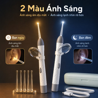 Bộ lấy ráy tai có đèn LED cho bé – Đầu silicon mềm, an toàn không đau, dụng cụ vệ sinh tai thông minh dành cho trẻ em