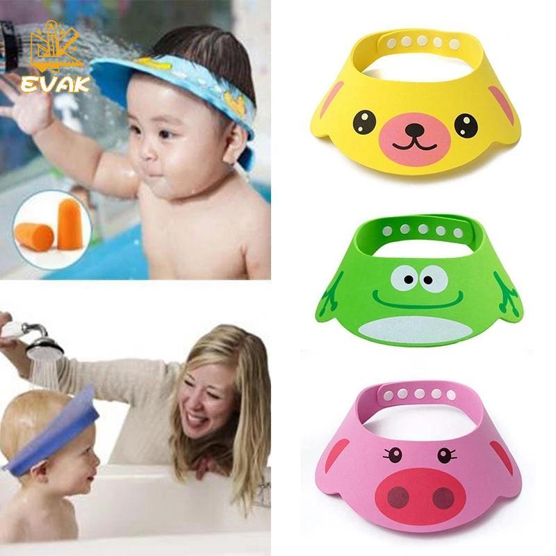 Alittlesetrtu Mũ che tắm cho trẻ em, Mũ tắm cho bé có thể điều chỉnh Bảo vệ dầu gội Tấm chắn rửa tóc VN