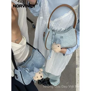 Túi Denim Phong Cách Mới Hợp Thời Trang Túi Nách Túi Baguette Một Vai Cảm Giác Cao Cấp