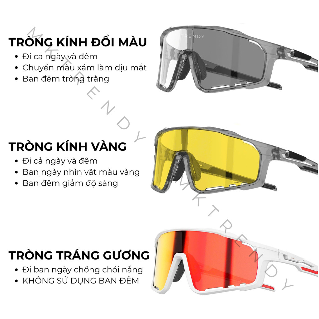 [PHỤ KIỆN F1 MKTRENDY] Tròng kính đổi màu chống tia UV tròng tráng gương chống chói nắng kính đi đêm ngày