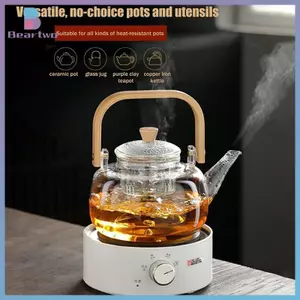 < beartwo > Bộ Trà Dùng Tại Nhà Có Bộ Lọc, Bộ Ấm Trà Bếp Điện, Nồi Thủy Tinh Chịu Nhiệt COD Mới