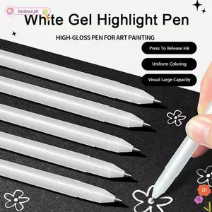 Bút Gel Trắng BEABOUT, Bút Đánh Dấu Trắng Tròn 1.0mm, Mực Dung Tích Lớn Đơn Giản Bút Đánh Dấu Trắng Chống Thấm Nước Phác Thảo