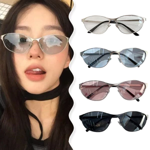 Kính râm mắt mèo kim loại cổ điển dành cho nữ - Kính mắt thời trang bảo vệ UV400 Thiết kế hình bầu dục hợp thời trang